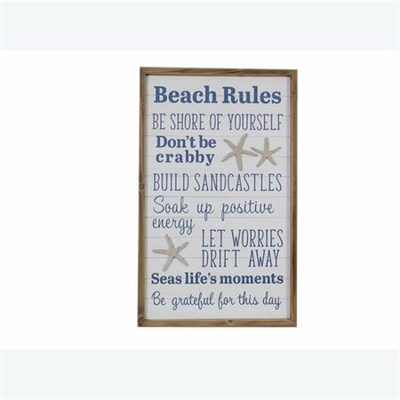 MADE4MATTRESS Wood Framed Nautical Beach Rules with Wood Starfish Lift MA4262280